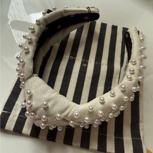 Lele Sadoughi woven pearl headband ivory
